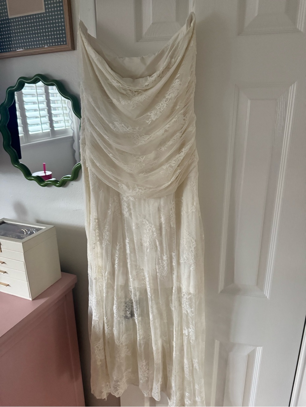 Abercrombie & Fitch Cream Lace Draped Maxi Dress